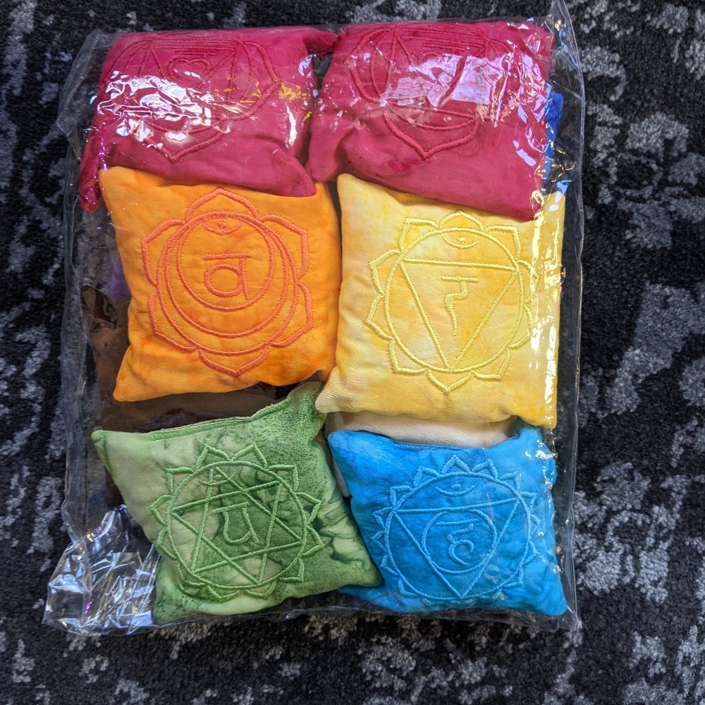 Set of chakra bean bags for meditation